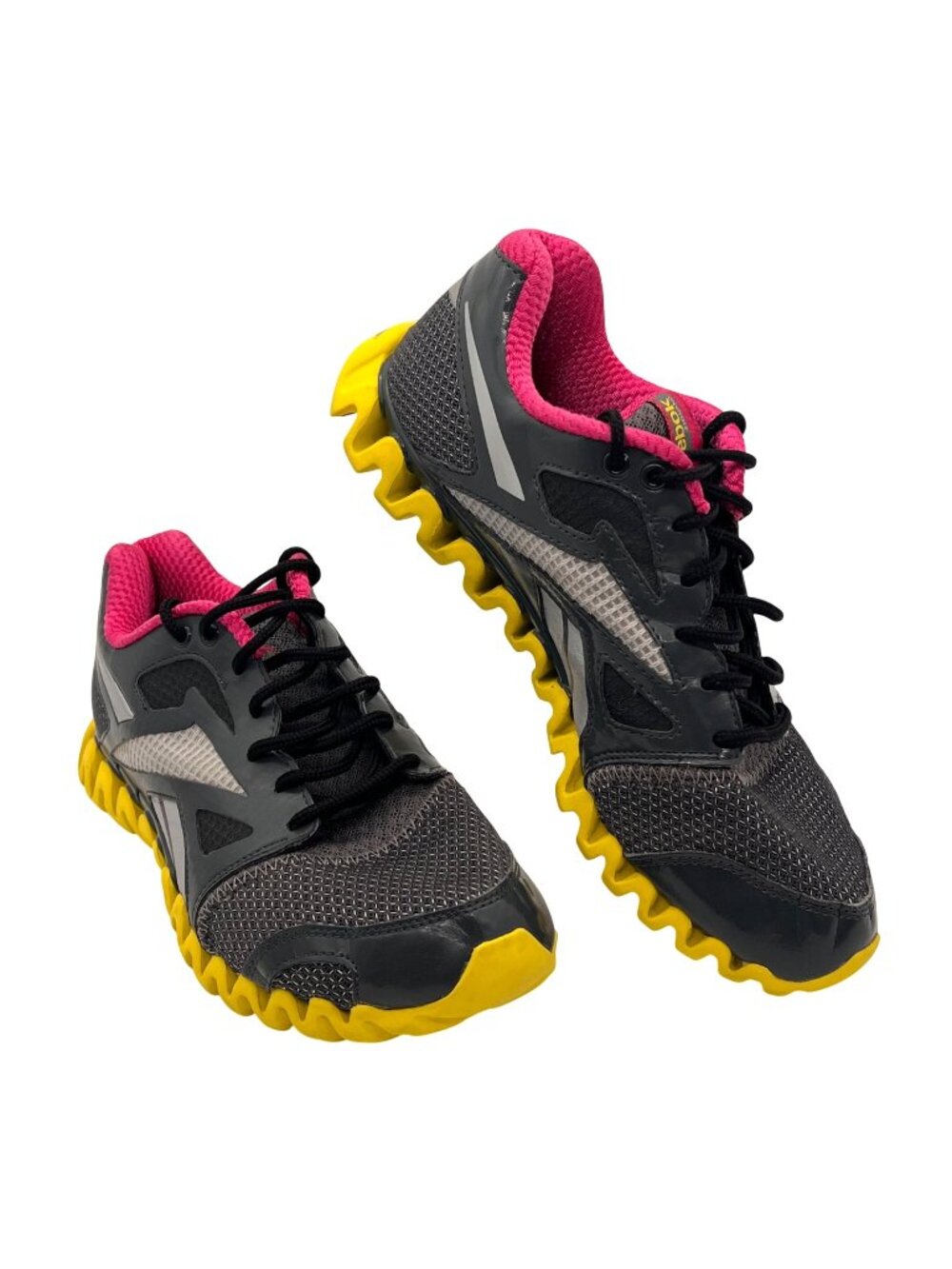 Reebok ZigNano Stability Zig Zag Running Shoes Womens Size 8 Gray/Pink/Yellow